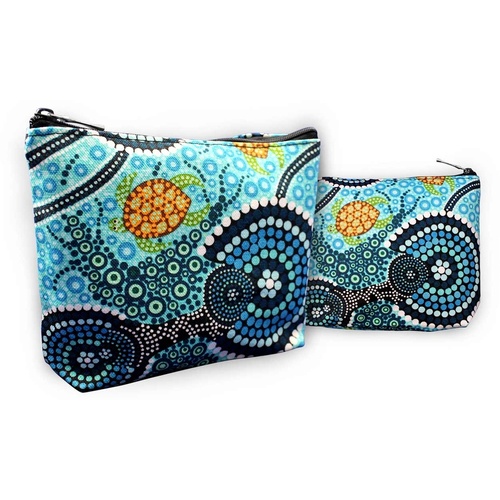 Bunabiri Aboriginal Art 1 Zip Cosmetic Purse - Colours of the Reef