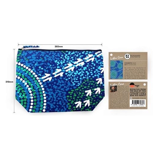 Bunabiri Aboriginal Art 1 Zip Large Cosmetic Bag (305mm x 210mm) - Wet Season