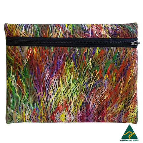 Utopia Aboriginal Zipped Neoprene Pencil Case - Grass Seed Dreaming