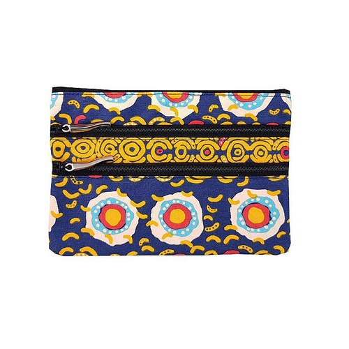 Jijaka Aboriginal Dot Art 3 Zip Cosmetic Purse - Desert Sun