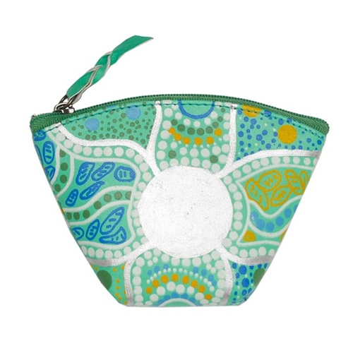 Nanda Girl Aboriginal Art Leather Coin Purse [12cm x 8cm] - Spring in the Murchison
