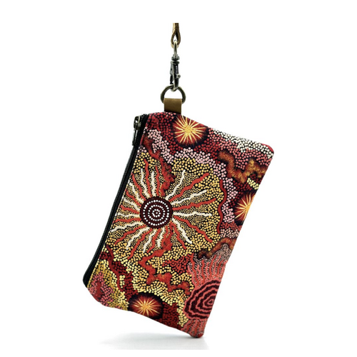 Better World Aboriginal Art Cotton/Canvas Digital Pouch (20cm x 12cm) - Family and Country