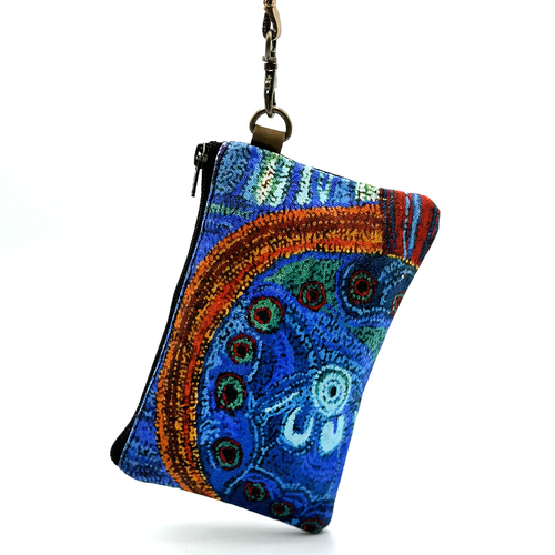 Better World Aboriginal Art Cotton/Canvas Digital Pouch (20cm x 12cm) - Two Sisters