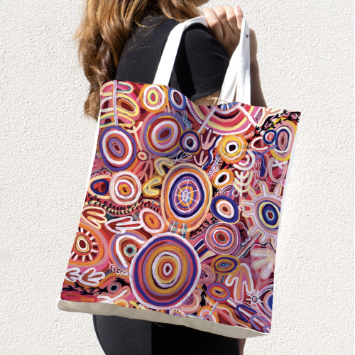 Muthabaringga Dreaming - Better World Aboriginal Art Digital Print Cotton Folding Shopping Bag
