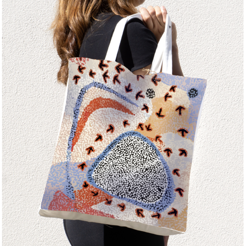Emu Dreaming - Better World Aboriginal Art Digital Print Cotton Folding Shopping Bag
