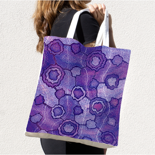 Emu Dreaming Yankirri Jukurrpa - Better World Aboriginal Art Digital Print Cotton Folding Shopping Bag