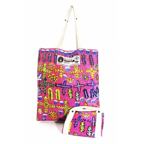 Medicine Plants Folding Digital Print Cotton Shopping Bag - Better World Aboriginal Art  