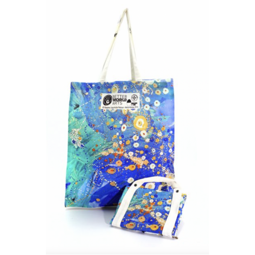 Better World Aboriginal Art Digital Print Cotton Folding Shopping Bag - Janganpa Jukurrpa