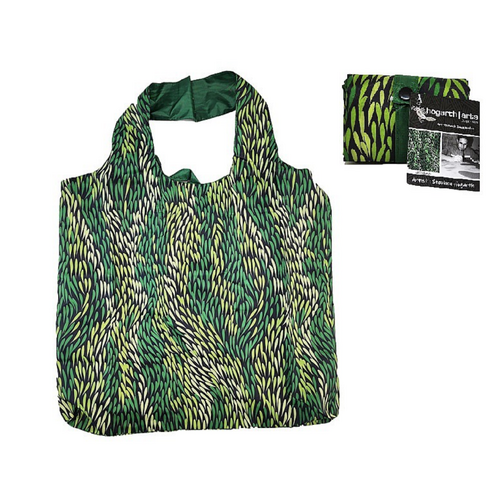 Hogarth Aboriginal Art Nylon Folding Shopping Bag - Grasslands (Green)