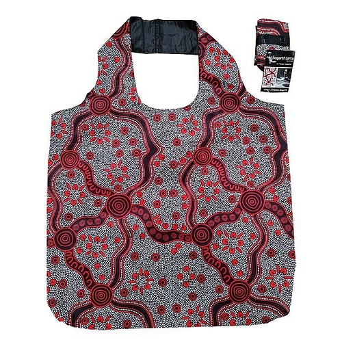 Hogarth Aboriginal Art Nylon Folding Shopping Bag - Highlands