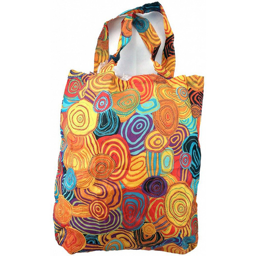 Jijaka Aboriginal Art Folding Nylon Shopping Bag - Firestones
