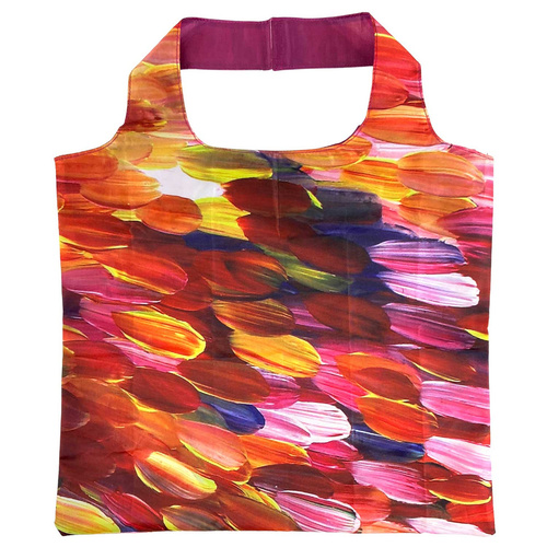 Utopia Aboriginal Art Reusable RECYCLED Folding Shopping Bag - Leaves