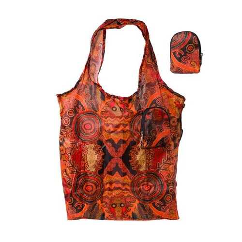 Warlukurlangu Aboriginal Fold Up Nylon Shopping Bag - Vaughan Springs