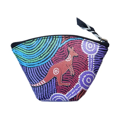 Waterhole Journey Genuine Leather Coin Purse (12cm x 8cm) - Umoona Aboriginal Art