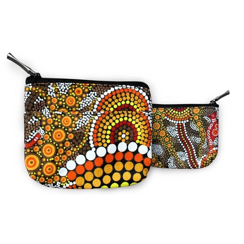 Bunabiri Aboriginal Art Keychain Coin Purse - Ochre Dots