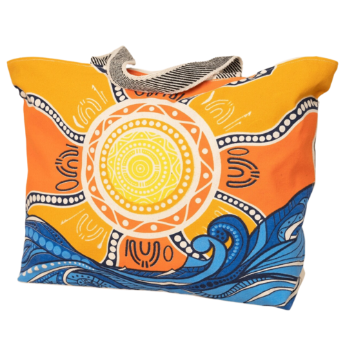 Diwana Dreaming Cotton Canvas Shopping Bag (39cmx57cmx14cm) - Source of Life Sunrise