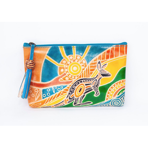 Diwana Dreaming Genuine Leather Small Vanity Case/Purse (18cm x 11cm) - Sunset Kangaroo