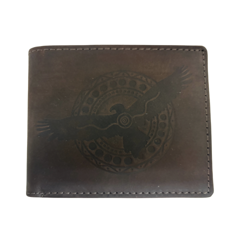 Diwana Dreaming Premium Premium Dark Leather Men's Wallet (11cm X 9cm) - Wings of Freedom