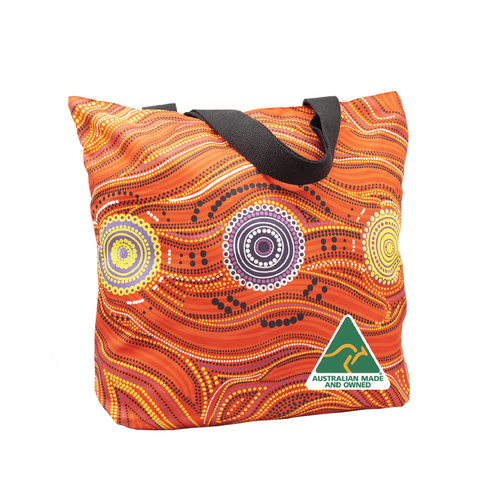 Muralappi Journey AUS MADE 100% Cotton Canvas Shopping Bag [43cm x 38cm] - Desert in Bloom