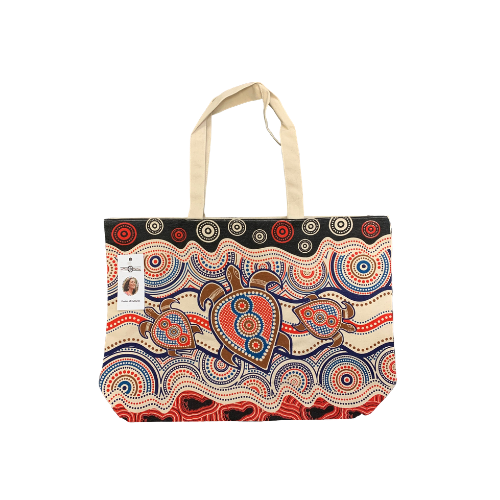 Muralappi Journey Cotton Canvas Shopping Bag (50cmx38cm) - Sea Turtles