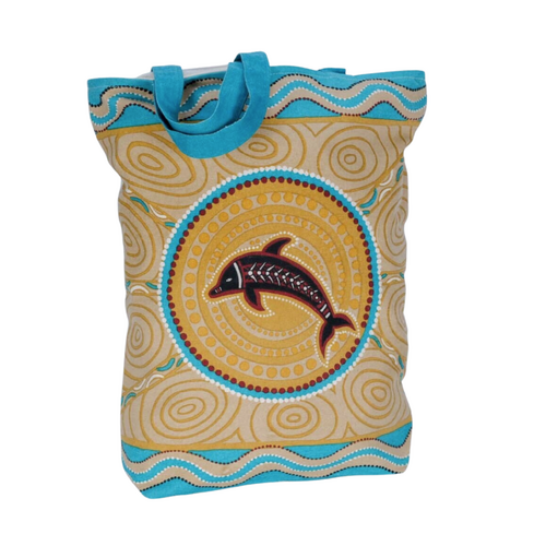 Muralappi Journey Cotton Canvas Shopping Bag (34cm x 40cm x10cm) - The Dolphin