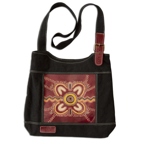 Muralappi Journey Leather/Black Canvas Shoulder/XBody Handbag (32cm x 37cm) - Coming Home