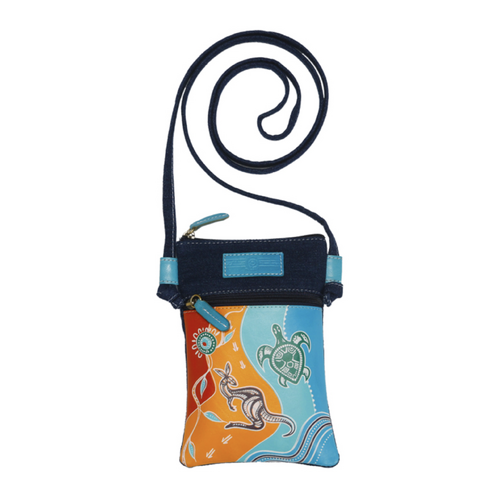 Muralappi Journey Genuine Leather/Denim Canvas "Hippie" Bag (13 X 19cm) - Gathering Place