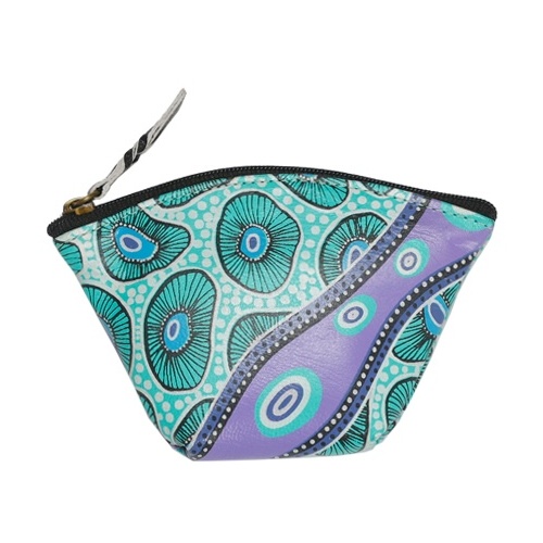 Nikki Dee Designs Genuine Leather Coin Purse (12cm x 8cm) - Looking for Periwinkles