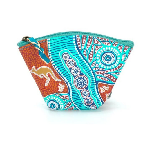 Nikki Dee Designs Genuine Leather Coin Purse (12cm x 8cm) - Tracks on Country