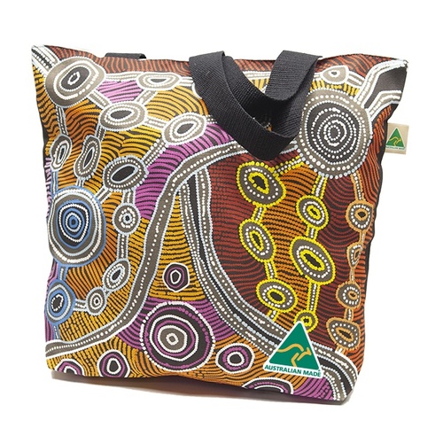 Ancient Path Living Country Cotton Canvas Shopping Bag (43cmx38cmx10cm) - Umoona Arts