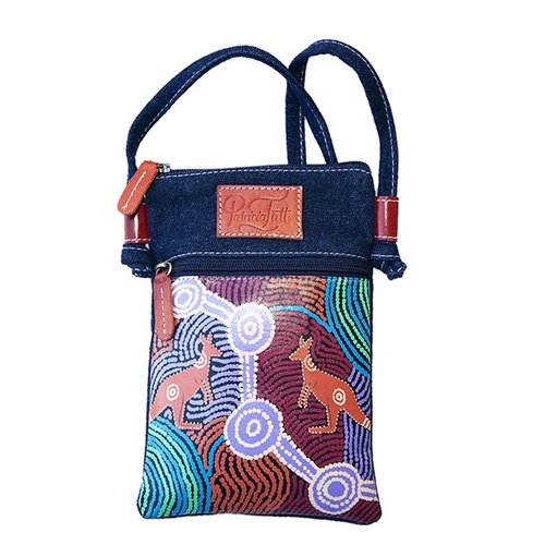 Waterhole Journey [Denim] Leather/Canvas Compact Sling/Shoulder Bag (19cm x 13cm) - Patricia Fatt 