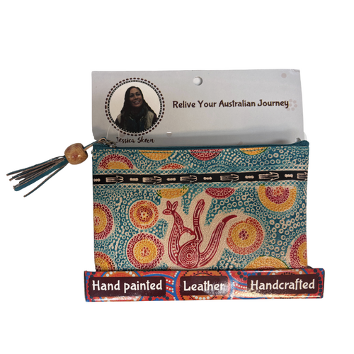 Muralappi Journey Genuine Leather  Vanity Case (25cm x 15cm) - Kangaroo in Summer Flowers