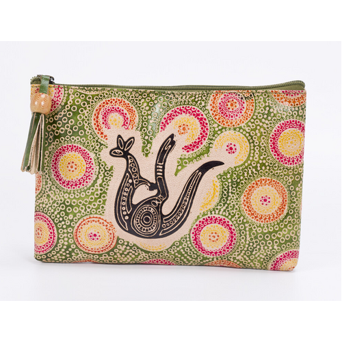 Muralappi Journey Genuine Leather  Vanity Case (25cm x 15cm) - Kangaroo in Summer Flowers