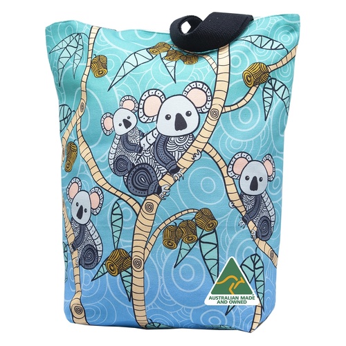 Yakinno Gunditjmarra Dreaming Cotton Canvas Shopping Bag (38cmx43cmx10cm) - 	 Gunditjmara Koalas [Blue]