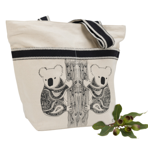 Yakinno Gunditjmarra Dreaming Cotton Canvas Shopping Bag (48cmx40cm) - Koala Mates