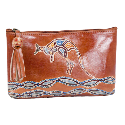 Yakinno Gunditjmara Dreaming Genuine Multi Leather Small Vanity Case - River Kangaroo [colour: Tan]