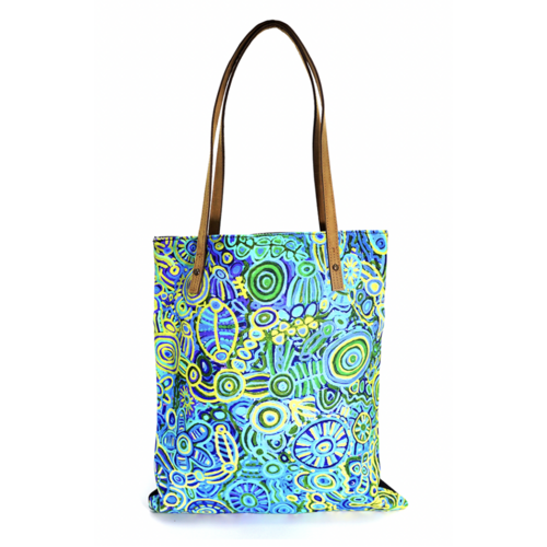 Better World Aboriginal Art Printed Cotton Canvas Shoulder Tote Bag (43cm x 38cm) - Ngarrindjeri Country (2)