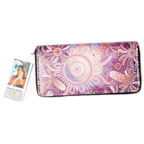 Chernee Sutton Aboriginal Art Large Zipped Wallet - Banksia