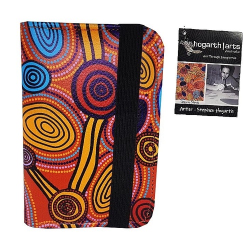 Hogarth Aboriginal Art PU Passport Holder - Skipping Stones