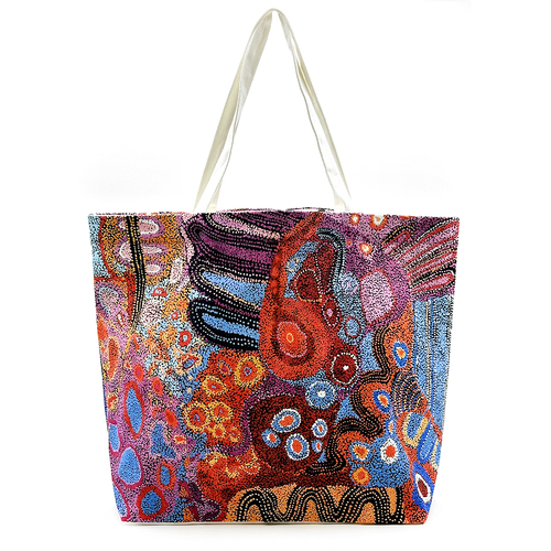 Better World Aboriginal Art Large Cotton Canvas Tote Bag - Seven Sisters