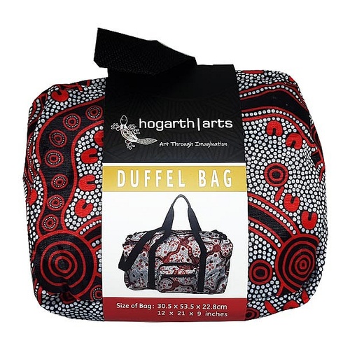 Hogarth Aboriginal Art Fold Up Polyester Duffel Bag - Highlands