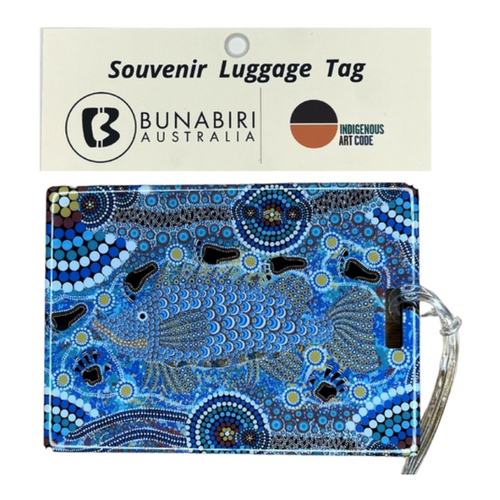 Bunabiri Aboriginal Art Hard Luggage Tag - Barramundi Dreaming