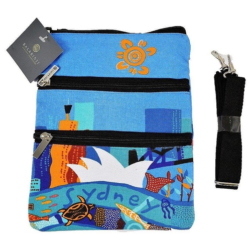 Jijaka Aboriginal Art - 3 Zip Shoulder Bag (Sydney)