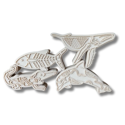 Aboriginal Water Animals Eco Stampers (For Play Dough) Natural Dough Cutters