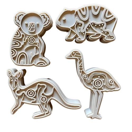 Aboriginal Land Animals Eco Stampers (For Play Dough) Natural Dough Cutters