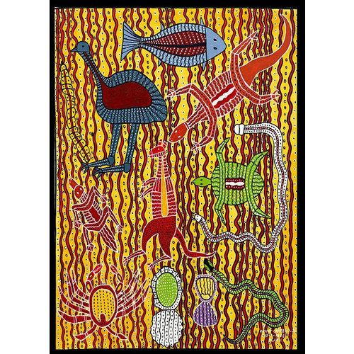 Aboriginal Tucker - Plato Aboriginal Art Wooden Frame Tray A3 Jigsaw Puzzle (24pce) 