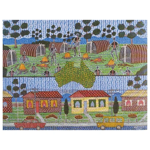 Changing Lifestyles - Plato Aboriginal Art Wooden Frame Tray A3 Jigsaw Puzzle (24pce)