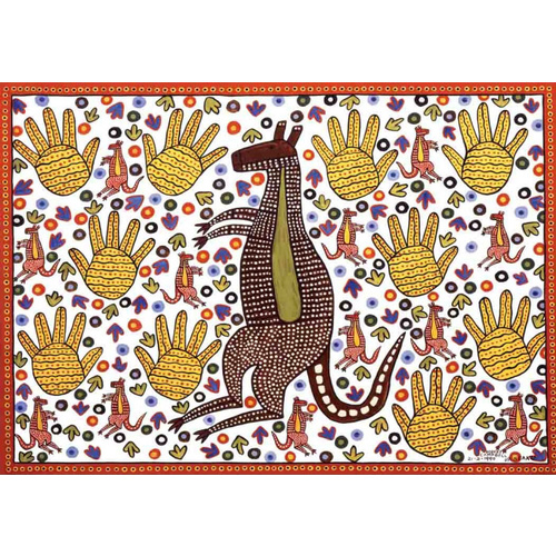 Plato 24pce Abortiginal Art  Wooden Puzzle - Kangaroo