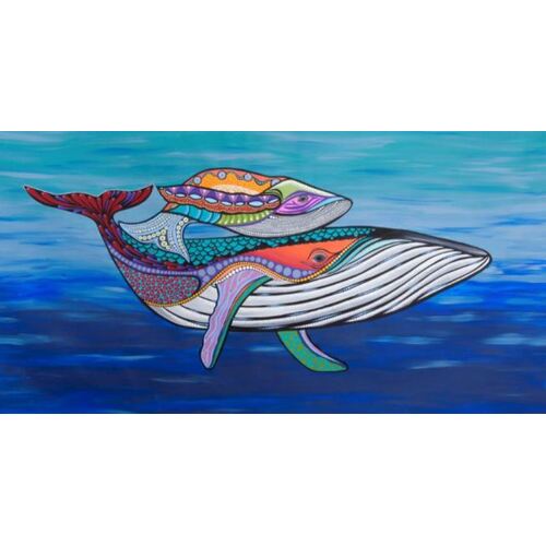 Plato Aboriginal Art Wooden Frame Tray A3 Jigsaw Puzzle (24pce) - Humpback Whale & Calf