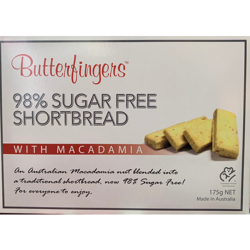Butterfingers 98% Sugar Free Macadamia Nut Shortbread (175g) - (Pk 12)
